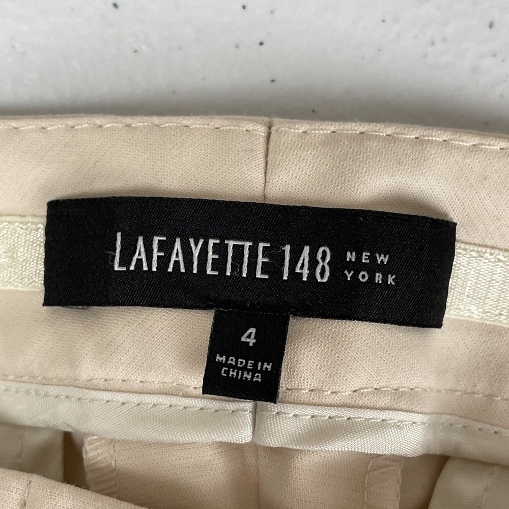 Lafayette 148 Pants Women's Size 4 Ivory Cotton‎ Stretch Office Comfort Career - Picture 3 of 12